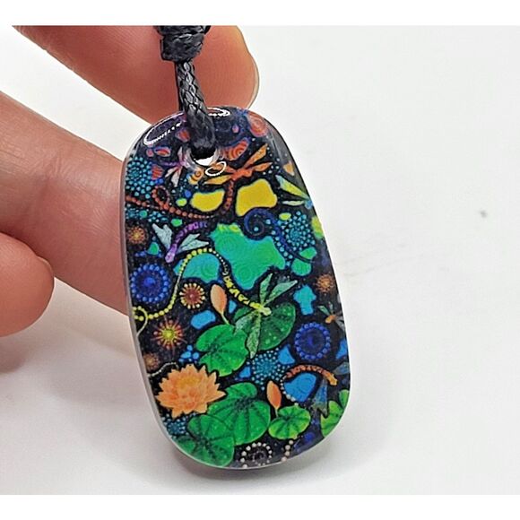 Iron Ore Necklace w Upstream Artwork by Chern’ée Sutton W Australia Hematite 24" - Picture 1 of 6